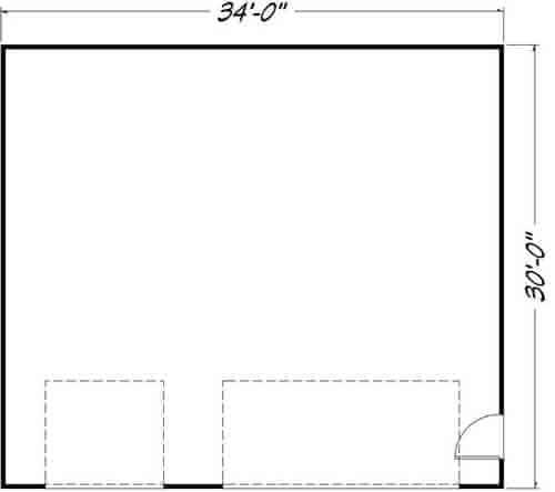 34 x 30 sq. ft. Garage Floor Plan