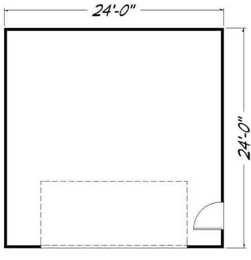 24 x 24 sq. ft. Garage Floor Plan
